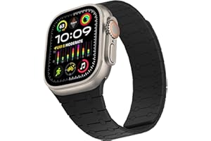 ZZDZZ Kompatibel mit Apple Watch Armband 49mm 45mm 44mm 42mm 41mm 40mm 38mm, Silikon Magnetische Ersatzarmband für iWatch Ultra 2/Ultra Series 9 8 7 SE 6 5 4 3 2 1 (42/44/45/49, Schwarz)