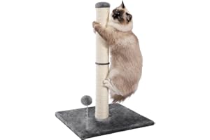 PETEPELA Cat Scratching Post for Indoor Cats, Cat Scratcher Sisal Covered with Spring Balls for Kitten 65cm/25.6inches Grey…