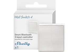 Shelly BLU Wall Switch 4 Stand-Alone - Bluetooth-Schalter, Кeine Verkabelung Еrforderlich, Beleuchtung, Multi-Klick, Starke Verschlüsselung, Alexa & Google Home, Bluetooth Gateway Erforderlich