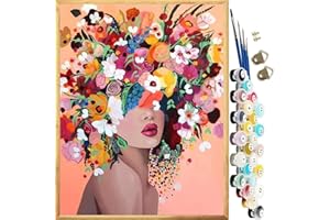 JanFebMar Acryliques Peinture par Numéros pour Adultes Débutants Enfants Peinture avec 4 Pinceaux Sans cadre 40×50 cm