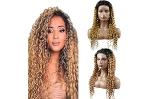 Zeslaerr Cabello Humano 5X5 Lace Front Wig Human Hair Kinky Curly 1B/27 Black Root Ombre Brown No Tangles Swiss Lace Brecirian Virgin Natural Wig 22 Inch
