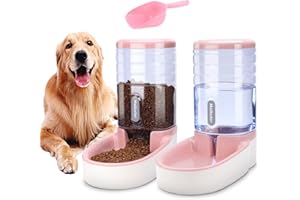 Meijeegu Pets Auto Feeder 3.8L, Futter- und Wasserspender-Set für kleine und große Hunde Katzen und Haustiere Tiere (Pink)