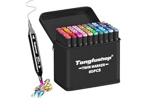 Tongfushop Pennarelli, Marcatore 60 Colori Doppia Punta, Pantoni Pennarelli ad Alcool Professionali con Borsa e Distanziatore, Adatti per Sketch, Colorare, Illustrazioni, Disegnare, Anime