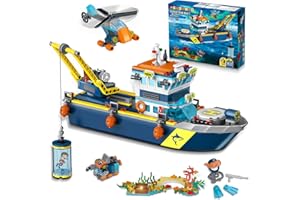 HOGOKIDS City Arctic Explorer Set di costruzioni navali con luce LED - Divertente kit di blocchi da costruzione galleggianti regalo per l'esplorazione dell'oceano per bambini bambine dai 6 anni in su