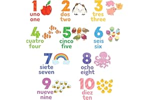 DECOWALL DS7-2020ES tatuaż ścienny z numerami 1-10, naklejka ścienna, dekoracja ścienna do salonu, sypialni, pokoju dziecięcego, liczenie (hiszpański)