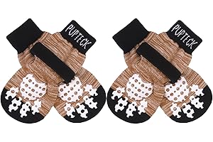 PUPTECK 2 Pairs Anti-Slip Dog Socks Paws Stop Licking, Walking Boots for Injured Paws Hot Weather/Winter, Gripper Shoes Paw Protectors for Hardwood Floors Small Large Dogs