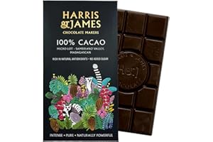 Harris & James 100% Cacao Chocolate Bar. Made From Madagascan Cacao, Naturally Rich In Flavonoids & Antioxidants. Bean To Bar Chocolate Suitable For Vegans.
