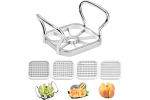 Ksvaye Coupe Frites Manuel Coupe Pomme Acier Inoxydable 5 en 1 Coupe-frites Coupe Legumes Hachoir à Pommes de Terre Coupe Fruit Déchiqueteuse Gadget De Cuisine pour Carotte Oignon (Argent)