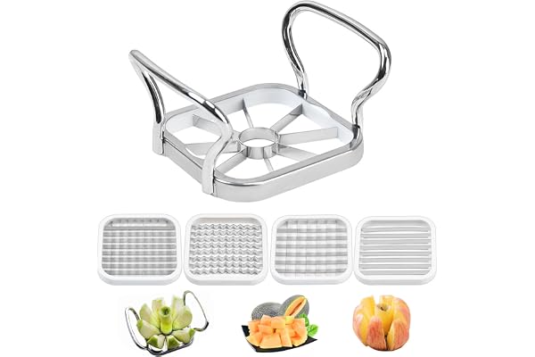 Ksvaye Manuell pommes fritesskärare i rostfritt stål 5 i 1 pommes frites-skärare grönsakshackare fruktskärare kökspryl för morot lök