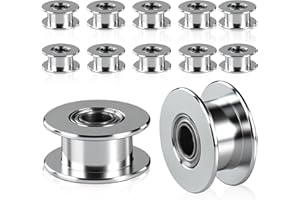 TFLPUO 12 Stück GT2 Riemenscheibe Pulley, 10mm Timing Zahnriemen Riemenscheiben Aluminiumlegierung Werkzeug Zahnloses Zähne 5mm Bore für 3D Drucker CNC Maschinen