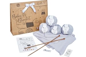 Needle It® Manta de bebé DIY 100% algodón Kit de Tejido - Kit de costura para principiantes completo con agujas de tejer - Ideal para regalar