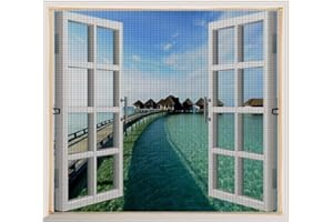 Copechilla Mosquitera Ventana DIY 1.5m x 1.8m Gris,con Correa Adhesivo,fácil instala y Puede Lavar y Duradero,para Interior,Exterior,plástico,Madera,Aluminio de la Ventana