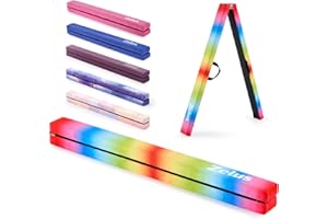 ZELUS Trave Ginnastica Artistica 244cm/270cm Pieghevole Trave da Equilibrio Trave da Pavimento Base Solida di Legno e Antiscivolo con Maniglie per Bambini, Principianti e Ginnaste per Casa
