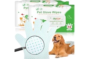 LotuFlor Dog Wipes Grooming Gloves Enhanced Cleaning Deodorizing Plant Oil Bath Wipes Waterless Cat Shampoo Pets Wipes for Paws, Butt, Face and Fur