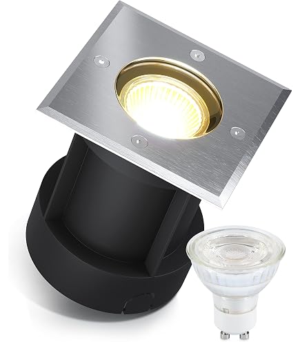 LED Bodeneinbaustrahler Schwarz FLACH Rund 230V IP67 - Leuchtmittel: 5W