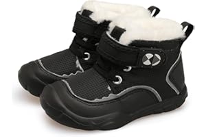 JIASUQI Kid Fuzzy Boots Boys Girls Warm Snow Boots Toddler Cold Weather Winter Shoes With Faux Fur Lined