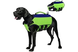 AOFITEE Ripstop Gilet de Sauvetage réfléchissant pour Chiens de Petite, Moyenne et Grande Taille - pour la Natation, la Navigation de Plaisance, Gilet de Sauvetage réglable avec poignée de Sauvetage