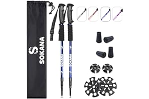 SOKANA Walking Poles 2 Pack Folding Walking Sticks for Men and Women | Lightweight Trekking Poles with Quick Lock System for Hiking Climbing Camping