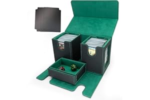 TheQuotium MTG Commander Deck Box miejsce na 200+ kart, 3 w 1, mocny magnetyczny organizer na karty Magic Commander TCG CCG, 4 ścianki działowe (zielony)