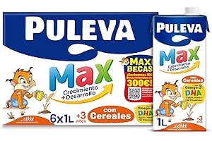 Puleva Max Leche de Crecimiento y Desarrollo con Cereales - Pack 6 x 1Lt