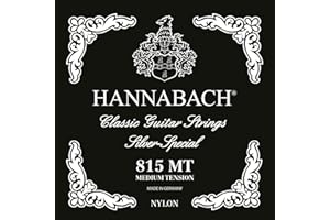 Hannabach struny do gitary klasycznej seria 815 zestaw średni naciąg (wysokiej jakości, uniwersalne struny do niemal każdego instrumentu, struny gitarowe do gitary klasycznej, Made in Germany), czarne