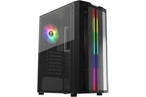 GAMDIAS PC Gamer Boitier, Boîtiers Gaming ATX Moyen Tour Vide, Airflow Mesh Case, 1 Ventilateur ARGB de 120 mm Intégrés, Verre Trempé Latéral, Noir
