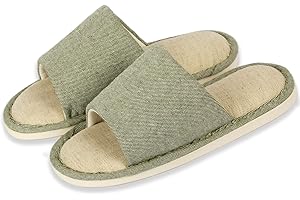 Anmerl Sommer Hausschuhe für Damen und Herren, Innen/Außen Offene Waschbare Pantoletten mit Rutschfester Sohle, Atmungsaktive Duschschuhe aus Baumwollleinen für Zuhause Reise Spa