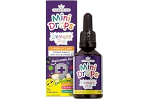Natures Aid Mini Drops Immune Plus for Kids 50ml - Immune Support with Zinc and Vitamin C - Sugar Free, Vegan, Non-GMO, Natural Supplement for Infants and Children Age 0-5 Years Old - Dropper Included