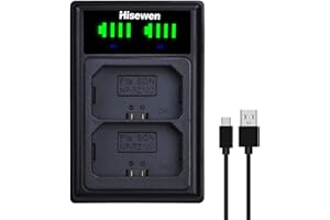 NP-FZ100 NPFZ100 Akku Ladegerät, Hisewen Dual USB Ladegerät Kompatibel mit Sony Alpha A7 III, A6600, A7C, A7C II, A7CR, A7 IV, A7R III, A7R IV, A7R V, A7S III, A9, A9 II, FX3, A1, ZV-E1 Kamera.