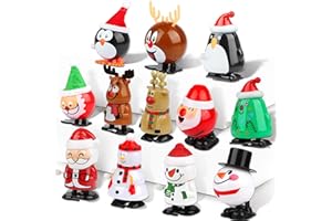 Huanmin 12 Stück Aufziehspielzeug Weihnachten, Kinder Uhrwerk Spielzeug Set, Aufziehfigur Weihnachten, Geschenke adventskalender Kinder, für Weihnachtsstrümpfe und Geschenktütenfüller