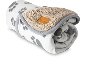 PawPride Dog Blanket – Super Soft Dog Blankets Large Washable - Fluffy Pet Blankets for Dogs Sherpa Textured Puppy Blanket – Large Size 80cm x 100cm (Light Grey)