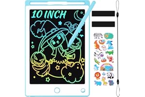 Benxdara LCD Writing Tablet Kids, 10 Inch Erasable Doodle Board Drawing Tablet with Cartoon Stickers, Colorful Kids Drawing Pad Scribble Pad for 2 3 4 5 6 7 Years Old Boys and Girls, Blue