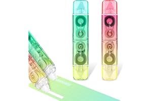 simarro 2Pcs White Out Correction Tape and Double Sided Tape Roller, Kawaii Quick Dry Pen Shaped White Out Correction Tape with Permanent Adhesive Tape Runner for Home Office Supplies (red + green)