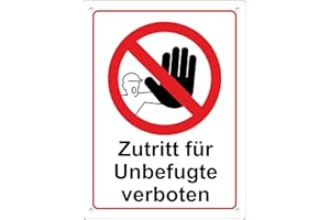‎PUBBLIMANIA Pubblimania Zutritt für Unbefugte verboten Schild 30x20 cm Aluminiumverbundplatte 3mm stark (1 Zutritt für Unbefugte verboten)