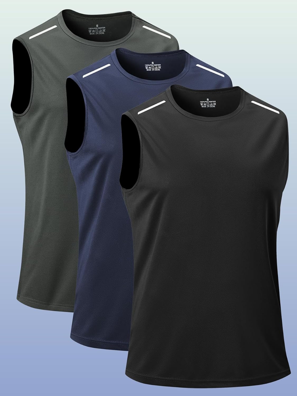 Paquete de 3 camisetas sin mangas para hombre, camisetas deportivas ligeras para viajes, deportes y uso casual