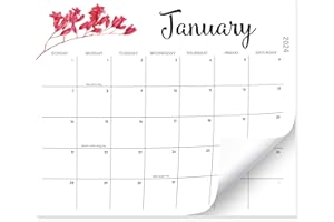 KMQOY Calendario magnetico da frigorifero 2024-12 mesi, calendario accademico gennaio-dicembre 2024, 30 x 25,4 cm, calendario da parete strappabile per casa e ufficio, bellissimi petali