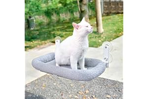 Zakkart Cat Hammock for Window - Foldable, Cordless, Embeded Machine Washable Padded Bed, Robust Metal Frame - Cat Window Perch for Large Cats and Kittens (Gray)