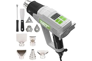 Huepar Tools HG01 Pistola de Aire Caliente con Pantalla LED, 2300W Decapadora Professional Ajustables de Temperatura 50-660 ℃ Pistola de Calor，10 Accesorios