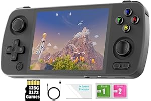 ANBERNIC RG405M Console di Giochi Portatile, Aluminum Alloy CNC Android 12 System 4.0 inch IPS Touch Screen with 128G TF Card 3172 Games(Black)