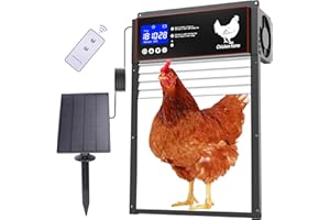 Yoarmyt Porte Automatique Poulailler Solaire【Intelligent et Durable】 Porte pour Poulailler avec Écran LCD Étanche, Anti-Clip, Porte de Poulailler Automatique avec Induction Lumineuse, Minuterie