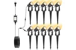 NIORSUN Spot LED Extérieur, Éclairage de Jardin Blanc Chaud 3000K, Étanche IP67, Lampe Avec Adaptateur(IP65) 32 m 27 V, Pour Cour, Arbres (Paquet de 10)
