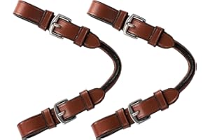 EXIONPRO Convertisseur de Mors Pelham Roundings Exion pour Bride Anglaise | Sangle en Cuir tanné végétal de qualité supérieure | Adaptateur de Mors Une rêne vers Deux rênes avec visserie en Acier Inoxydable