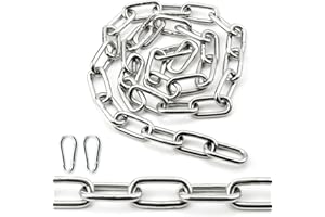 Ziamzra Chaine Acier Inoxydable 304 Chainette Metal 1M φ5 mm Chaine avec Maillons Soudés pour Chaine Chien Clôture Hamac Chaine de Levage Chaine de Pluie Chaine Antivol