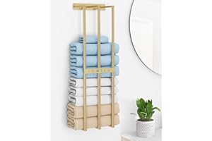 Bathroom Towel Storage, Bethom Wall Towel Rack for Rolled Towels, Bath Towel Holder Wall 30 Inch, Towel Racks Wall Mounted for Small Bathroom, Gold