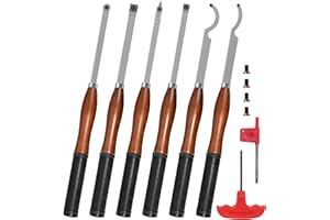 SIIIXS Full Size Carbide Wood Lathe Turning Tool Kit with Wooden Box, 6pcs 18" Professional Carbide Lathe Tools Including Swan Neck Hollower, Rougher, Finisher, Beech Handle with Rubber