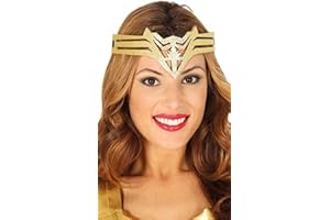 FIESTAS GUIRCA Ladies Superhero Headband Gold Wonder Super Hero Dress Up Accessory Womens Headwear One Size Dress Up