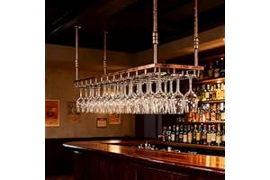 YTLEMON 120CM Soporte para Copa de Vino Colgante de Metal, de Estilo Industrial y altura Ajustable, para Montar en el Techo Colgando Estante del Vidrio de Vino Bar Escritorio Bar Club (Bronce, 120*40CM)
