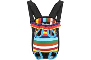 Pawaboo Sac de Transport de Voyage Sac à Dos de Transporteur Ventral Poitrine pour Petit Chien Chiot Chat pour Traveling Hiking Camping etc. Moyenne Taille - Arc-en-Ciel