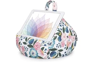 iBeani iPad & Tablet Stand / Bean Bag Cushion Holder for All Devices / Any Angle on Any Surface - Floral Plum