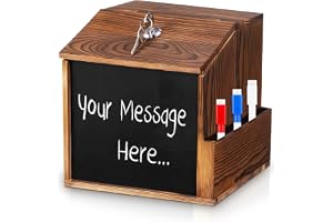 GOEDCH Presentask låsbar: Trä förslagsbox med 3 whiteboard-märkpennor och nycklar, brevlåda för väggmontering, brevlåda trä för förslag, donation, röstsedel (21 x 16,5 x 20 cm)